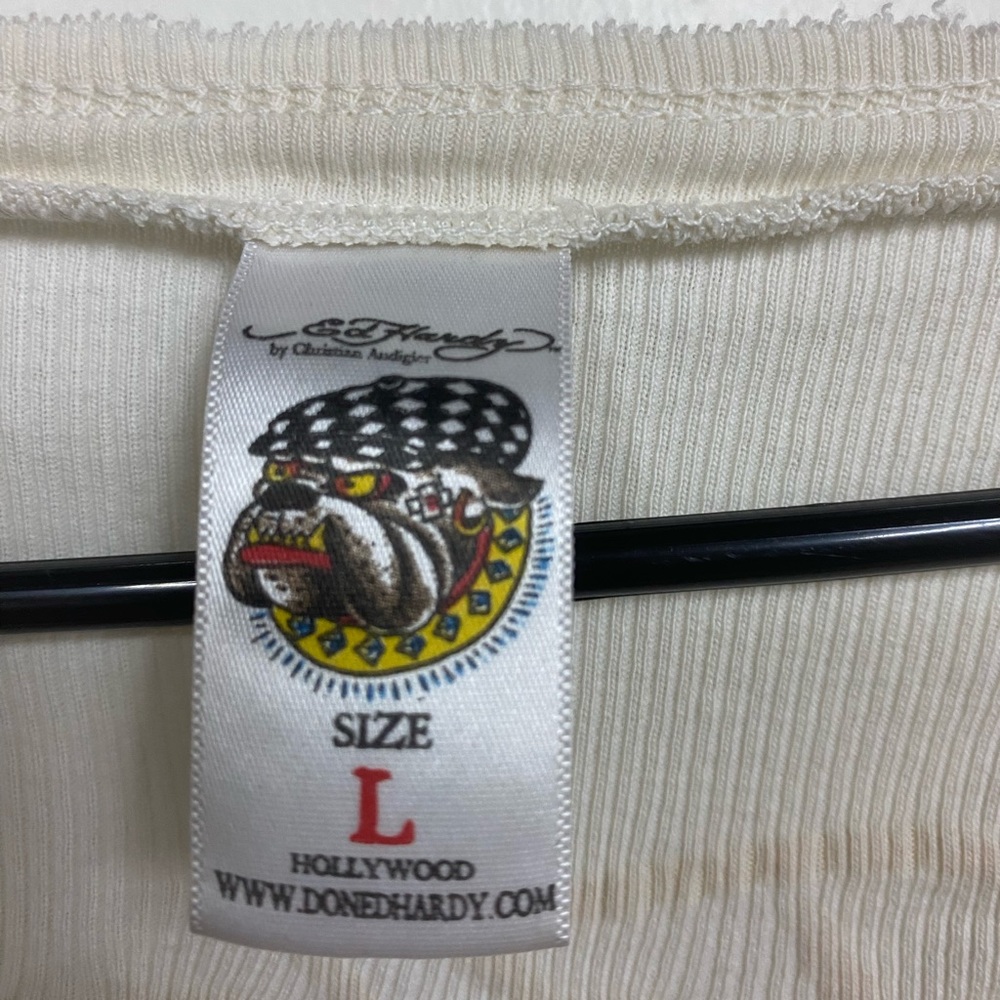RARE Ed Hardy Cream Graphic Womens mini dress - Picture 3 of 3